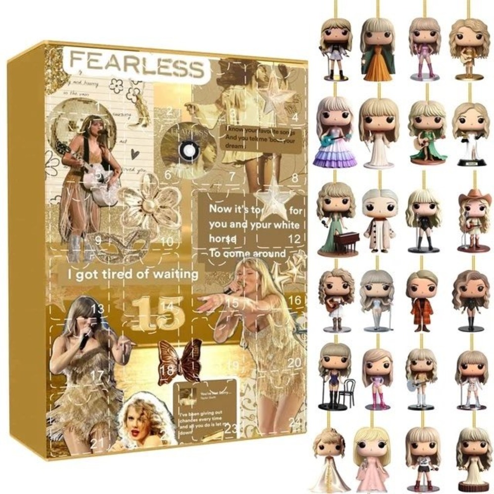 Taylor Swift Fearless TV Inspired 24 Day Advent Calendar Gold Eras Tour Fan Gift